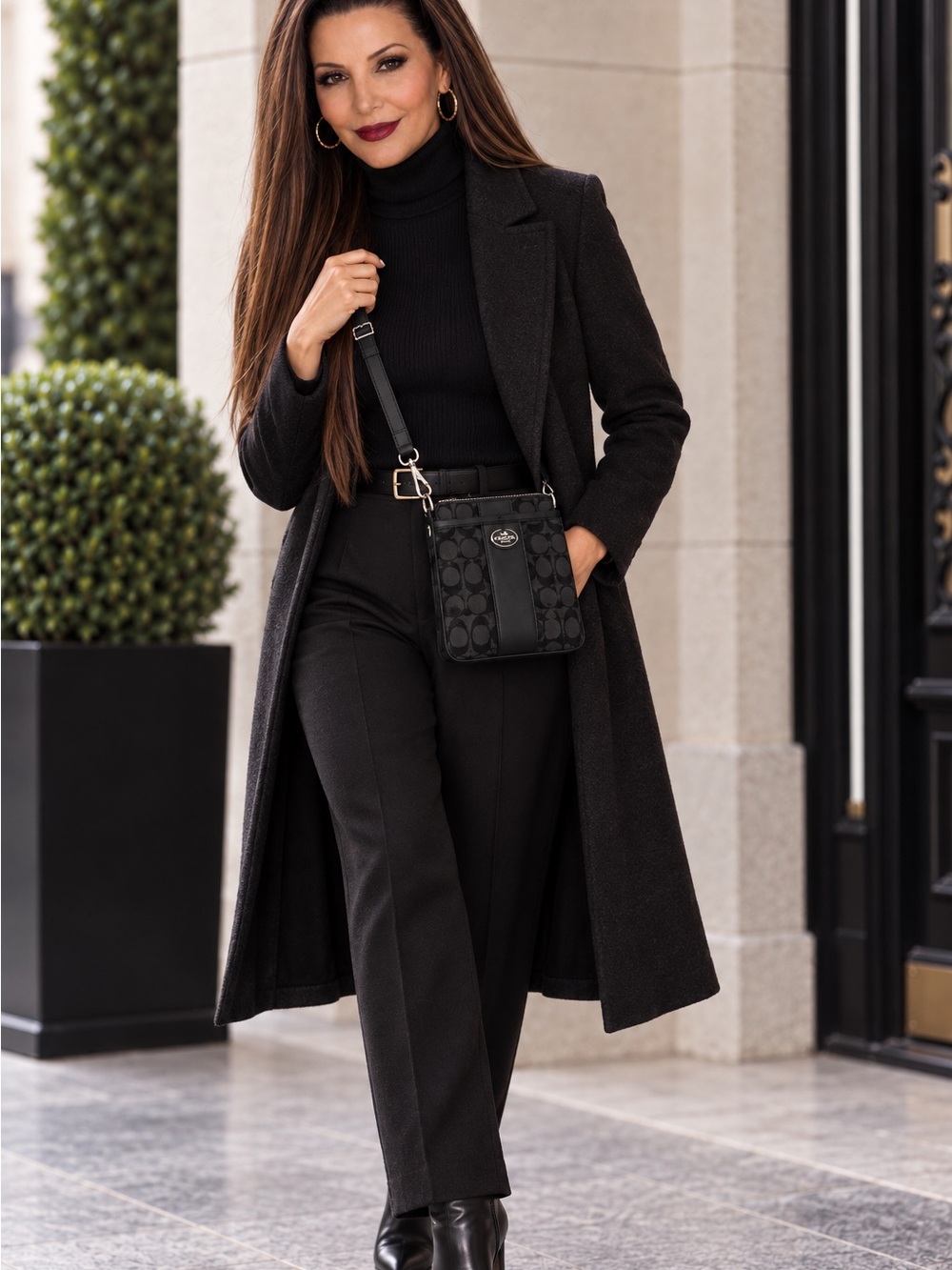 Coach Black Signature Crossbody Mini in Jacquard